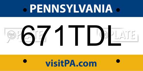 671TDL Pennsylvania License Plate