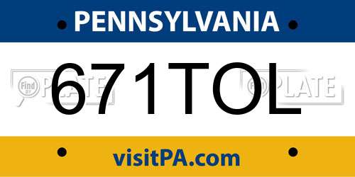 671TOL Pennsylvania License Plate