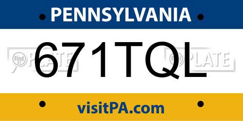 671TQL Pennsylvania License Plate