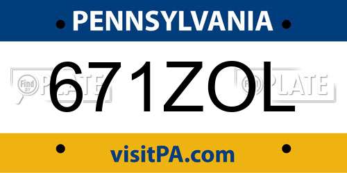 671ZOL Pennsylvania License Plate