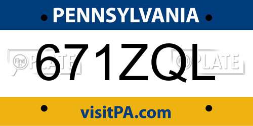 671ZQL Pennsylvania License Plate