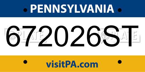 672026ST Pennsylvania License Plate