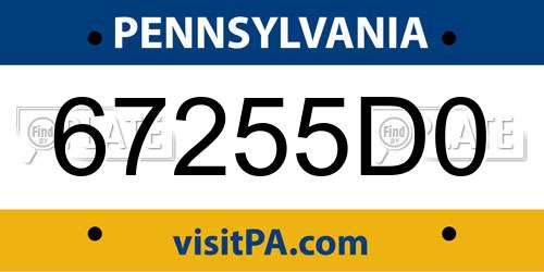 67255D0 Pennsylvania License Plate