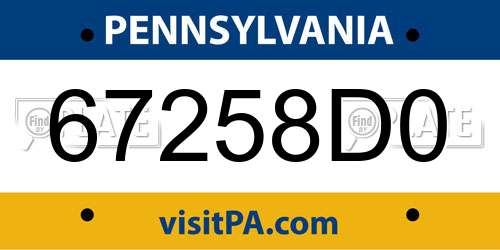 67258D0 Pennsylvania License Plate