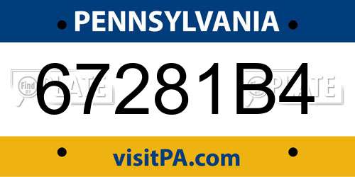 67281B4 Pennsylvania License Plate
