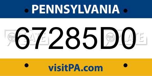 67285D0 Pennsylvania License Plate