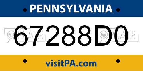 67288D0 Pennsylvania License Plate