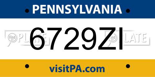 6729ZI Pennsylvania License Plate