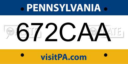 672CAA Pennsylvania License Plate