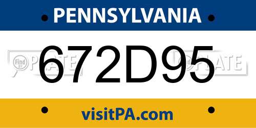 672D95 Pennsylvania License Plate
