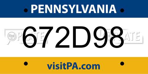 672D98 Pennsylvania License Plate