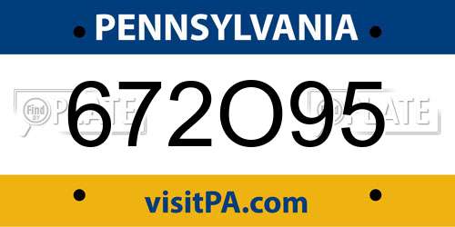 672O95 Pennsylvania License Plate