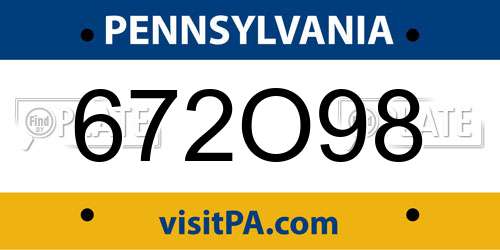 672O98 Pennsylvania License Plate
