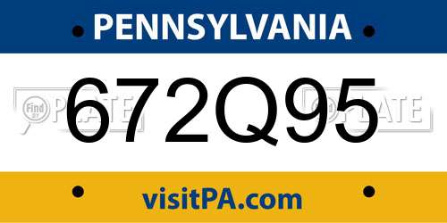 672Q95 Pennsylvania License Plate