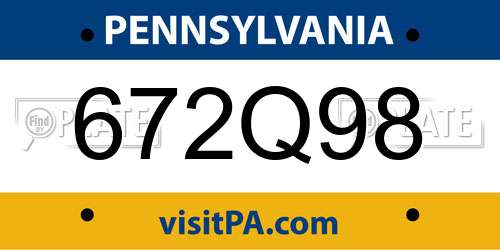 672Q98 Pennsylvania License Plate