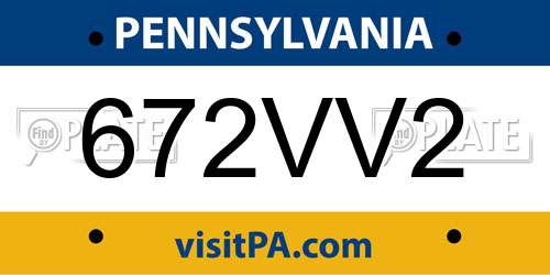 672VV2 Pennsylvania License Plate