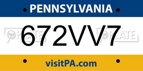 672VV7 Pennsylvania License Plate