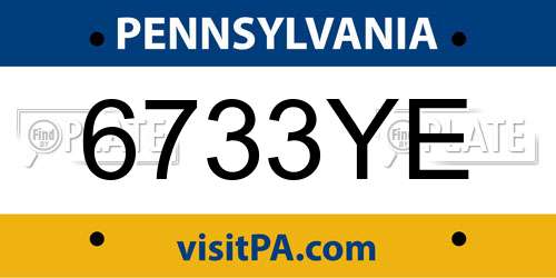 6733YE Pennsylvania License Plate