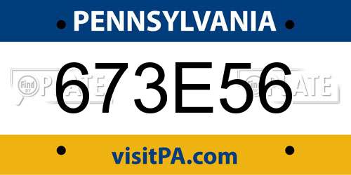 673E56 Pennsylvania License Plate
