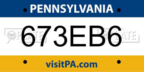 673EB6 Pennsylvania License Plate