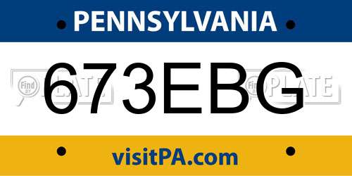 673EBG Pennsylvania License Plate