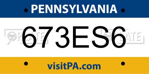 673ES6 Pennsylvania License Plate