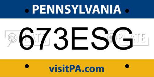 673ESG Pennsylvania License Plate