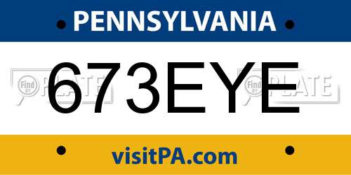 673EYE Pennsylvania License Plate