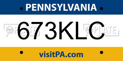 673KLC Pennsylvania License Plate