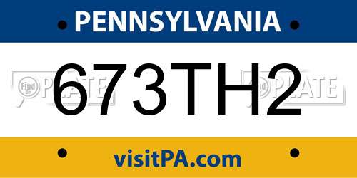 673TH2 Pennsylvania License Plate