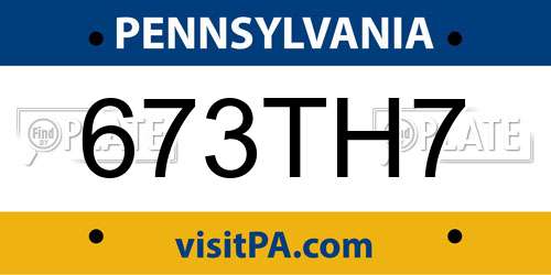 673TH7 Pennsylvania License Plate