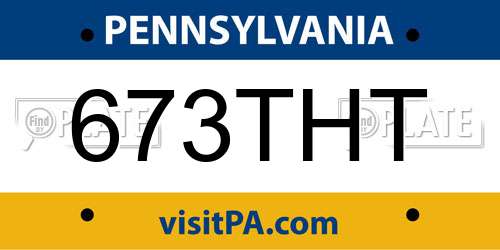 673THT Pennsylvania License Plate