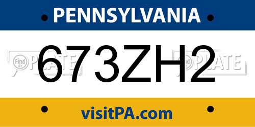 673ZH2 Pennsylvania License Plate