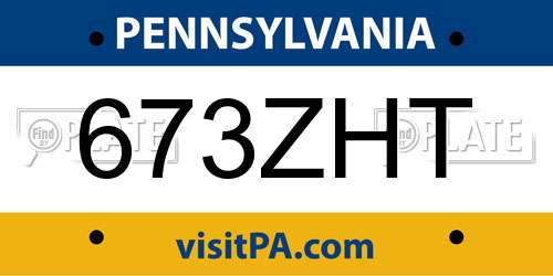 673ZHT Pennsylvania License Plate
