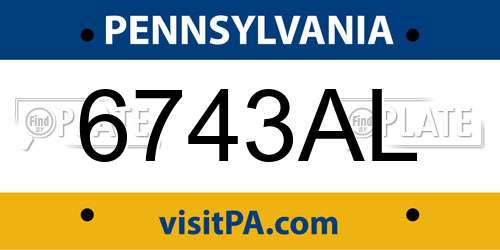 6743AL Pennsylvania License Plate