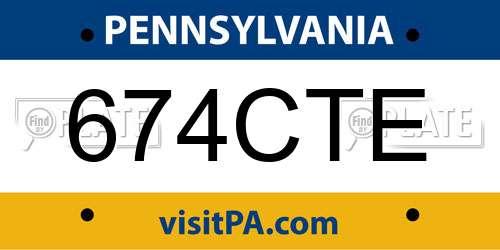674CTE Pennsylvania License Plate