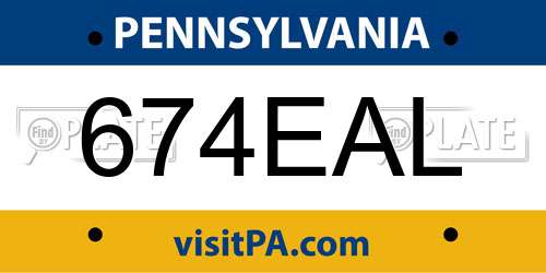 674EAL Pennsylvania License Plate