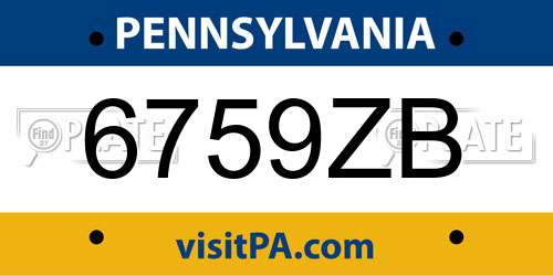 6759ZB Pennsylvania License Plate