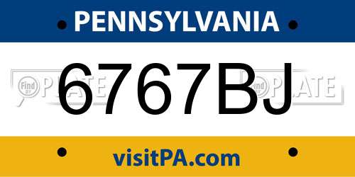 6767BJ Pennsylvania License Plate