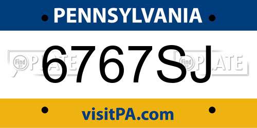 6767SJ Pennsylvania License Plate
