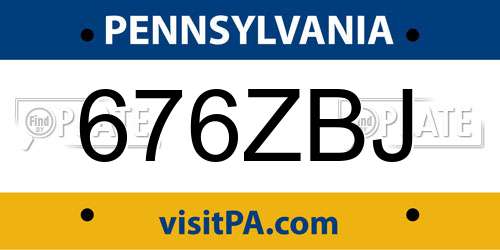 676ZBJ Pennsylvania License Plate