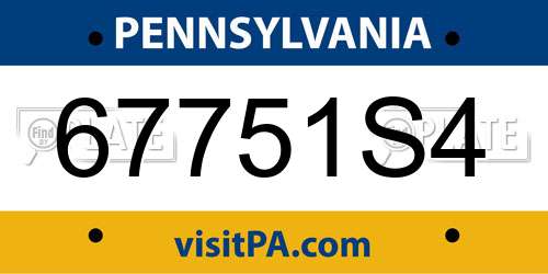 67751S4 Pennsylvania License Plate
