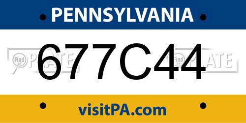 677C44 Pennsylvania License Plate