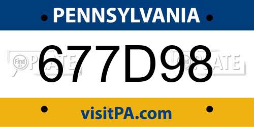 677D98 Pennsylvania License Plate