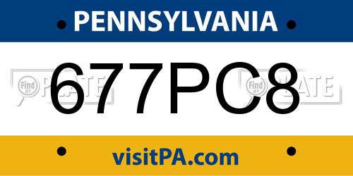 677PC8 Pennsylvania License Plate