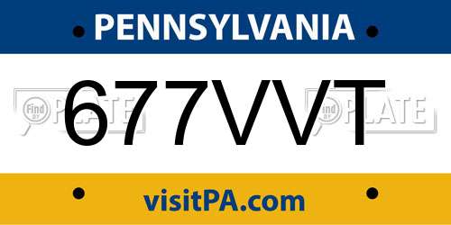 677VVT Pennsylvania License Plate