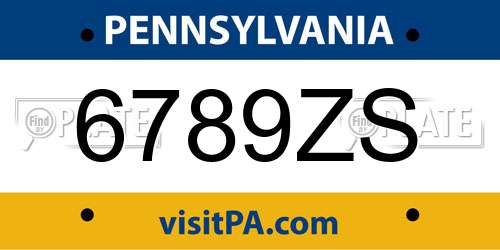 6789ZS Pennsylvania License Plate