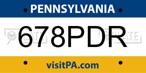678PDR Pennsylvania License Plate