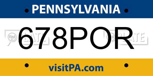 678POR Pennsylvania License Plate