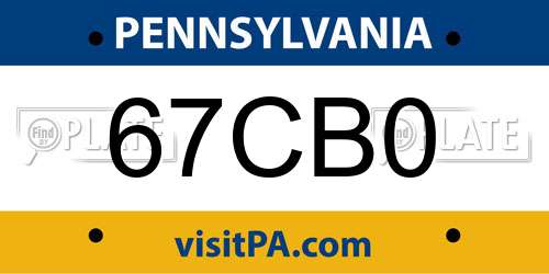 67CB0 Pennsylvania License Plate